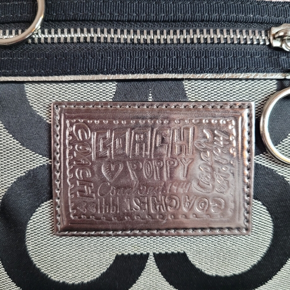 Coach Poppy  Black And Gray Op Art Glam Tote Shoulder Bag - Picture 3 of 15